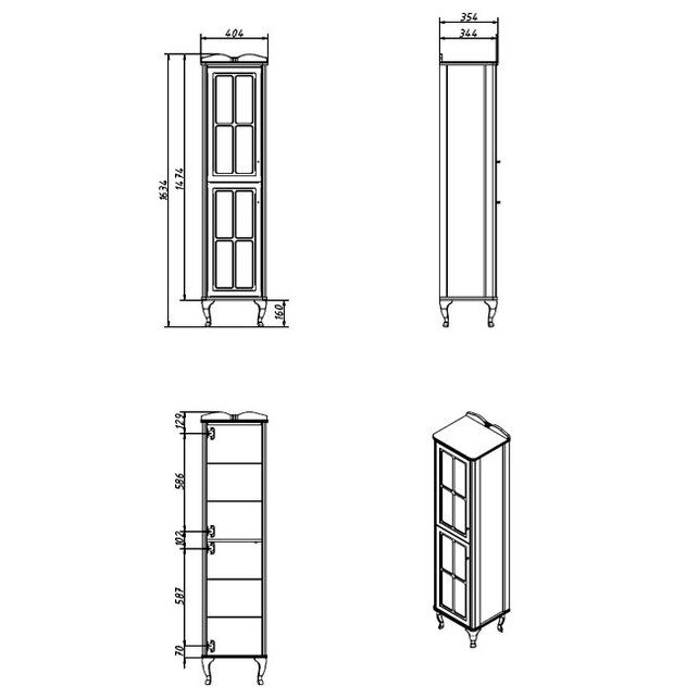 Приобрести caprigo пенал borgo 40 см, правый, белый, эмаль