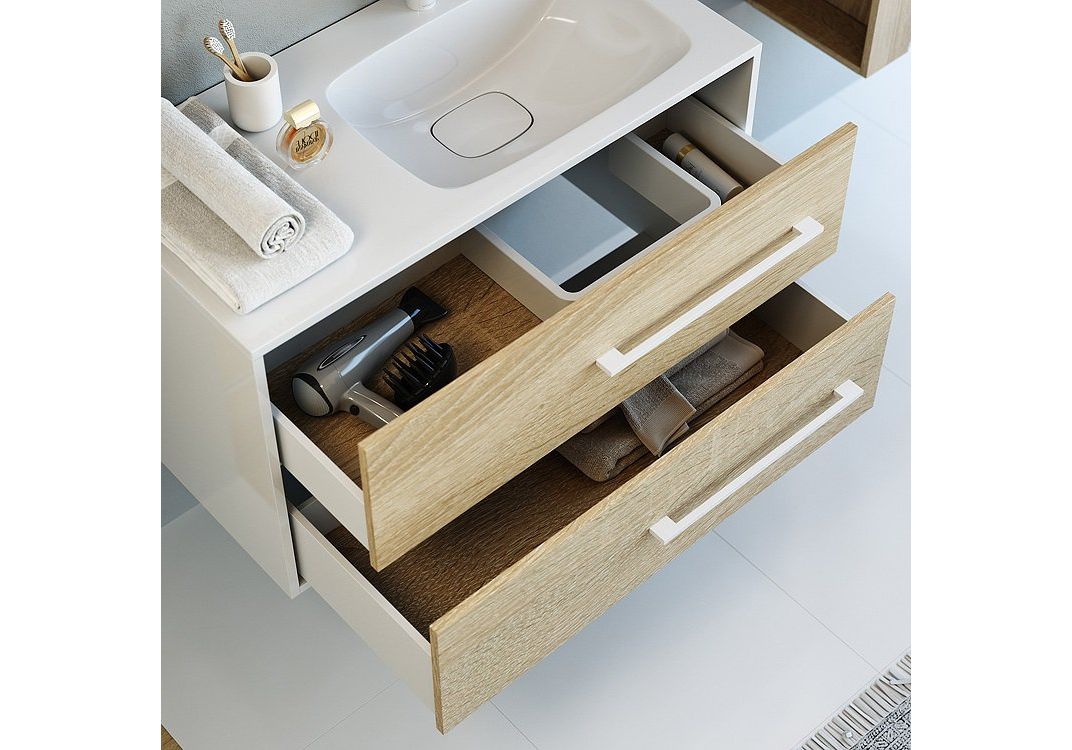 Приобрести тумба подвесная с раковиной aqwella miami 90 см mai.01.09/r, белый/беленый дуб