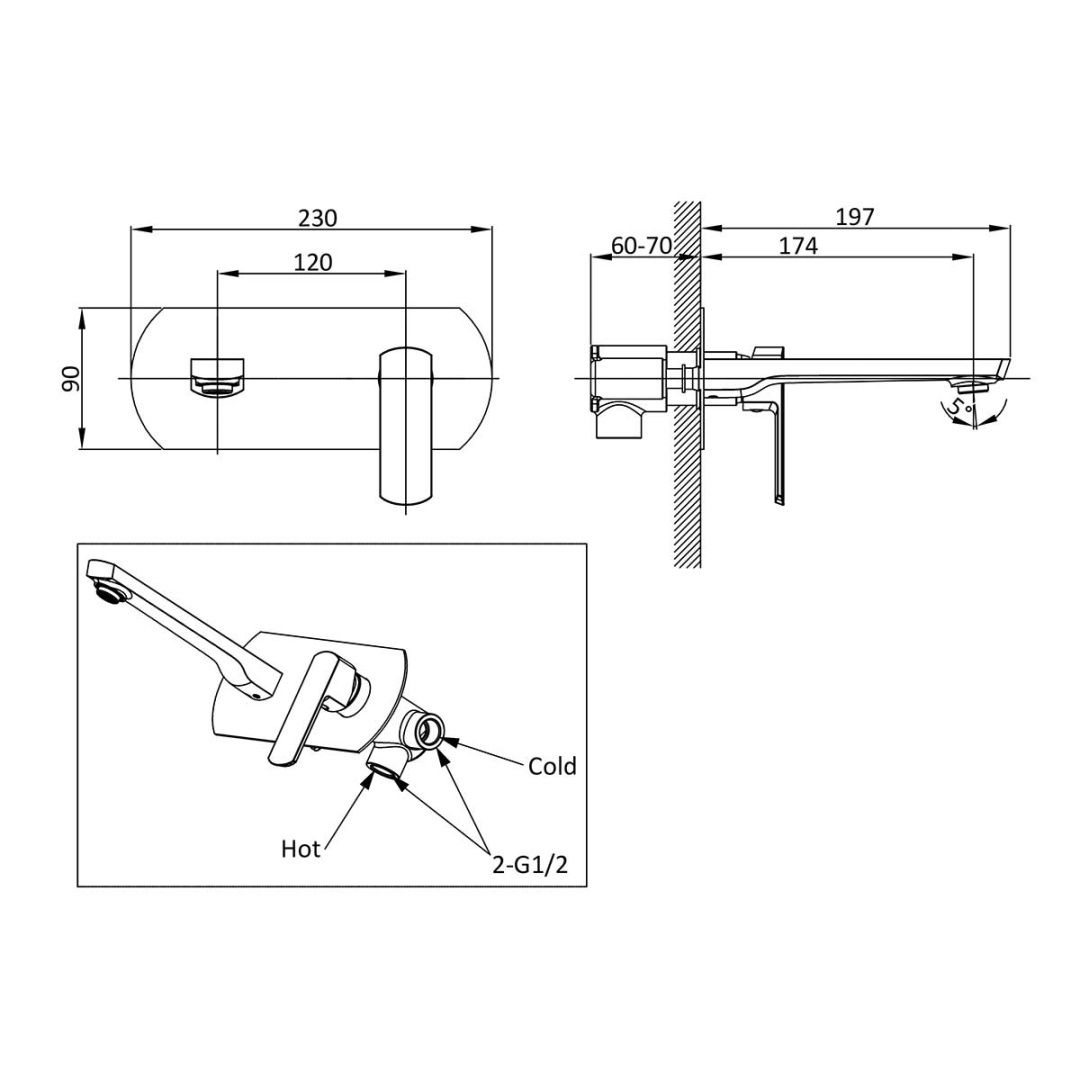 Приобрести vincea смеситель для раковины next, настенный, черный матовый vbfw-1n1mb