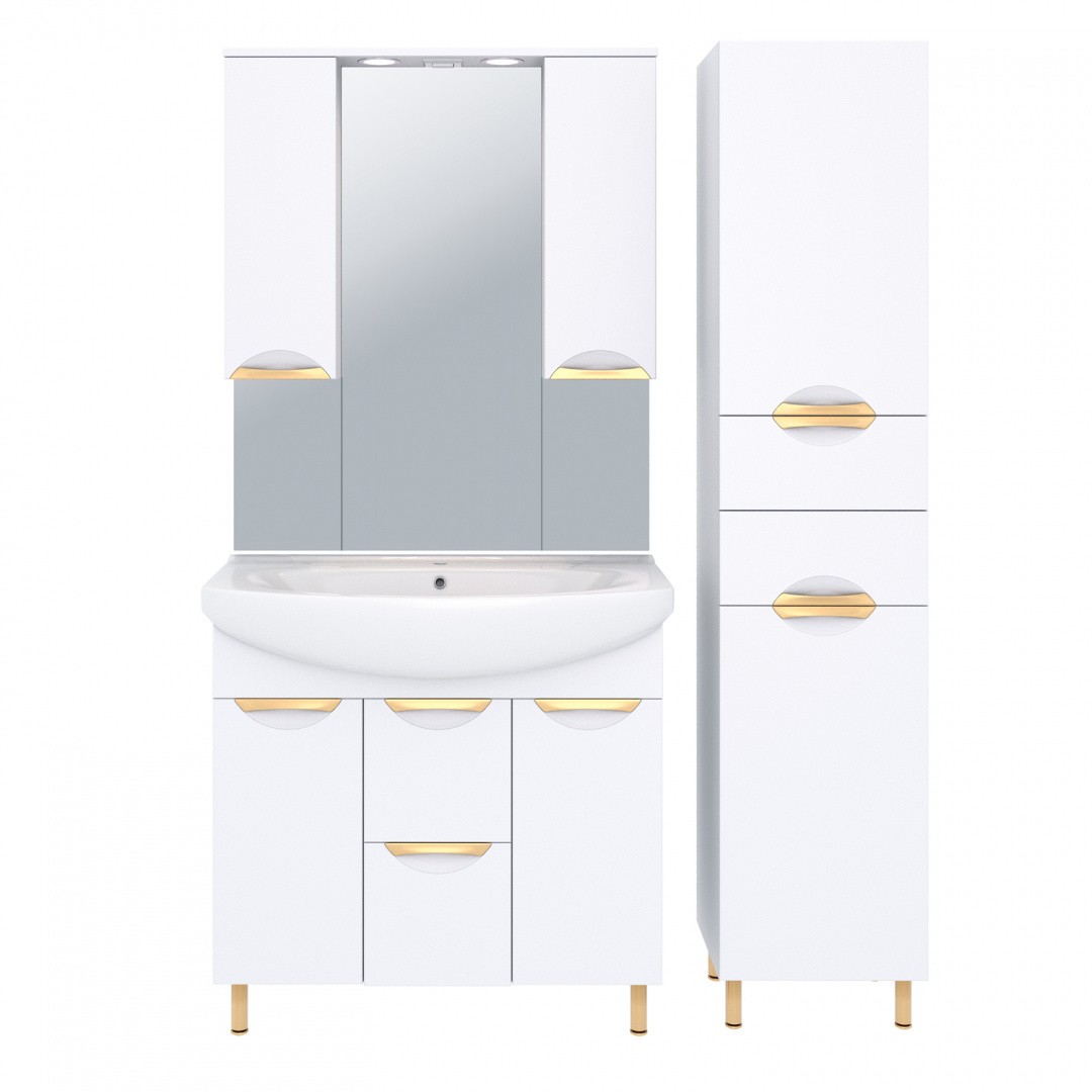 Приобрести aqua de marco зеркало-шкаф eleganse 85 см, белый\золото 1085cgele