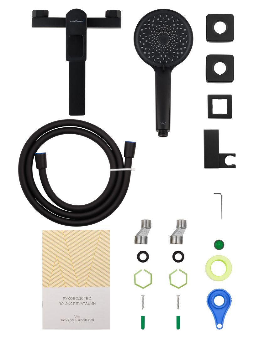 Приобрести смеситель для ванны с душем wonzon & woghand frame, черный матовый (ww-88639010-mb)