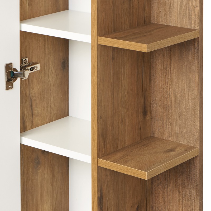 Приобрести акватон пенал напольный сканди с зеркалом белый, дуб рустикальный