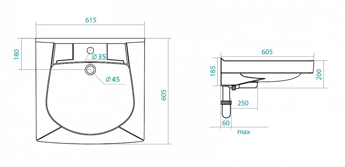 Приобрести умывальник "пилот -60" креп/сифон/крон 600*600