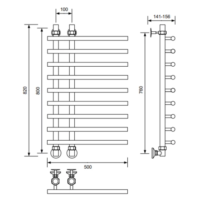 Приобрести veconi полотенцесушитель водяной tufo 50х80 см, черный t801050b