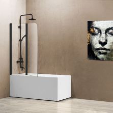 Vincea Шторка на ванну 114 см, прозрачное, черная VSB-12114CLB