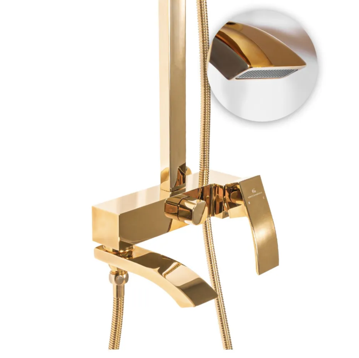 Приобрести grocenberg душевая система, золото gb7007-1go