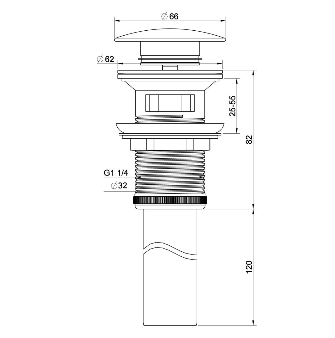 Приобрести донный клапан для раковины с переливом 1 1/4 wonzon & woghand, черный матовый (ww-88ss03-mb)