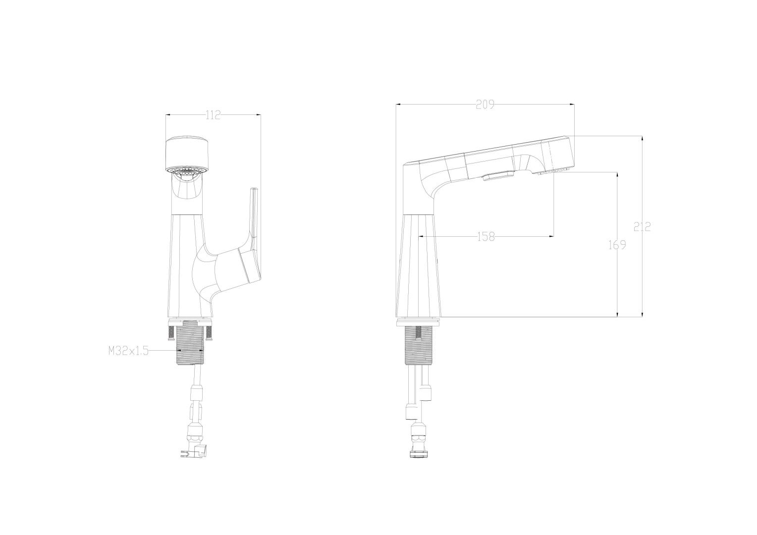 Приобрести смеситель для раковины с выдвижным изливом wonzon & woghand, черный матовый (ww-121b108-mb)