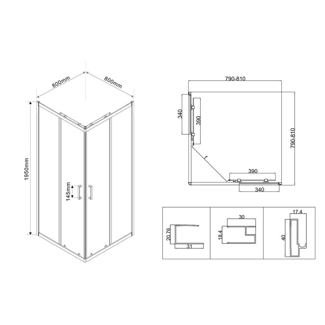 Приобрести vincea душевое ограждение city 80х80 см, текстурное, хром vss-5ct800mt