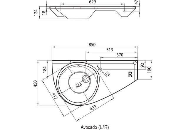 Приобрести умывальник ravak avocado 85 см xj1l1100000 l