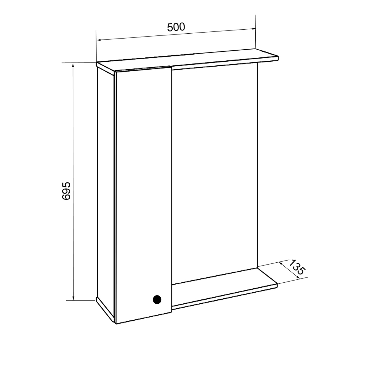 Приобрести loranto зеркало-шкаф моника 50 см, без светильника, левостороннее (cs00047786)