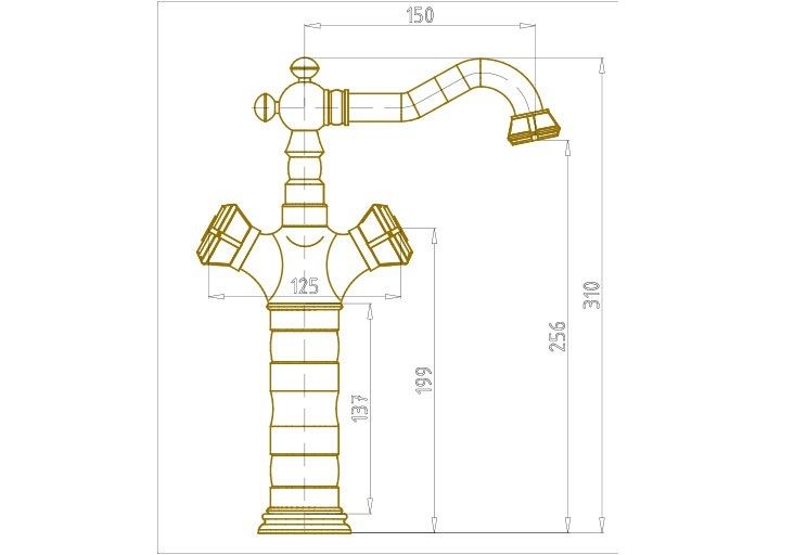 Приобрести смеситель для раковины высокий bronze de luxe royal 10219/1, бронза