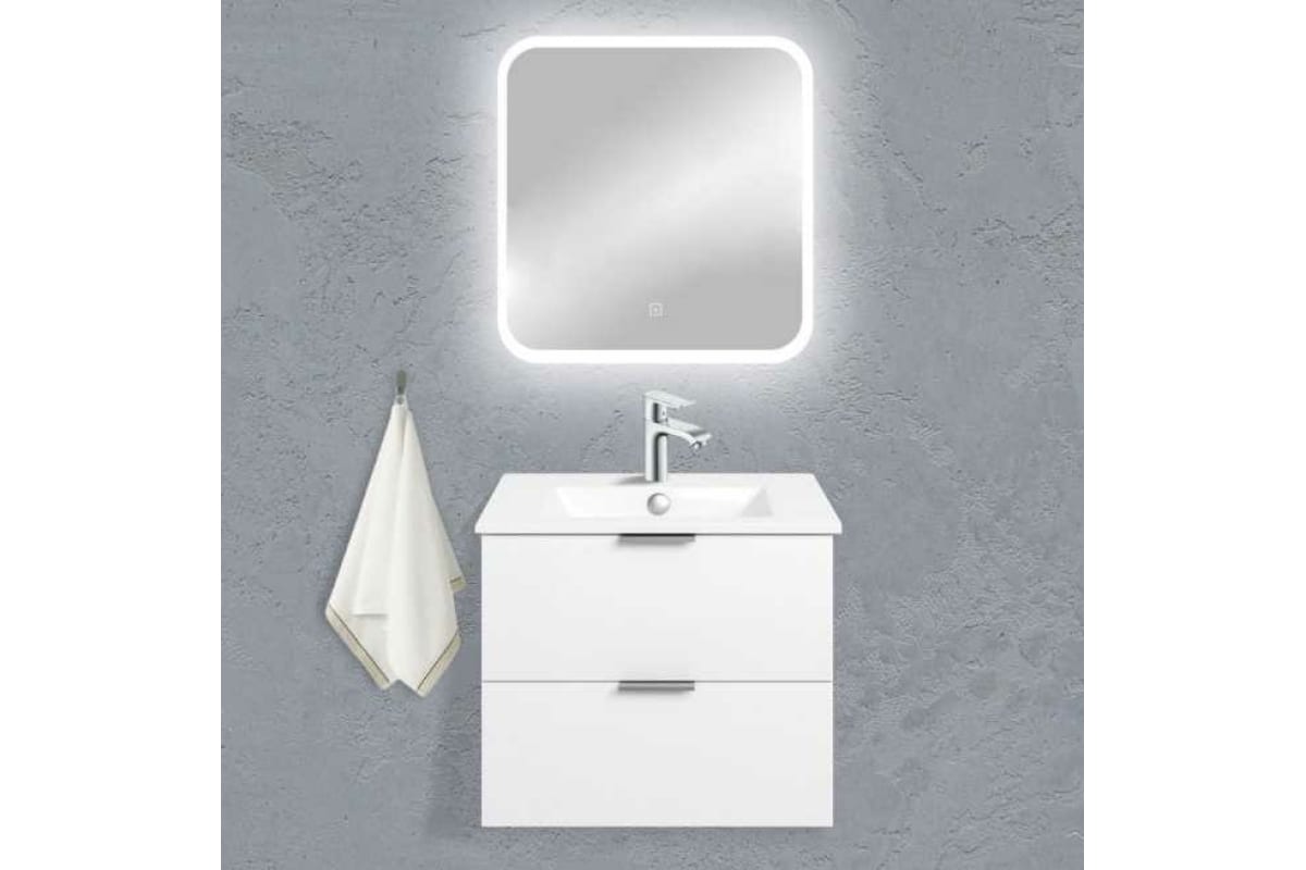 Приобрести continent зеркало с подсветкой bruno 60х60 см, сенсорный включатель, белое