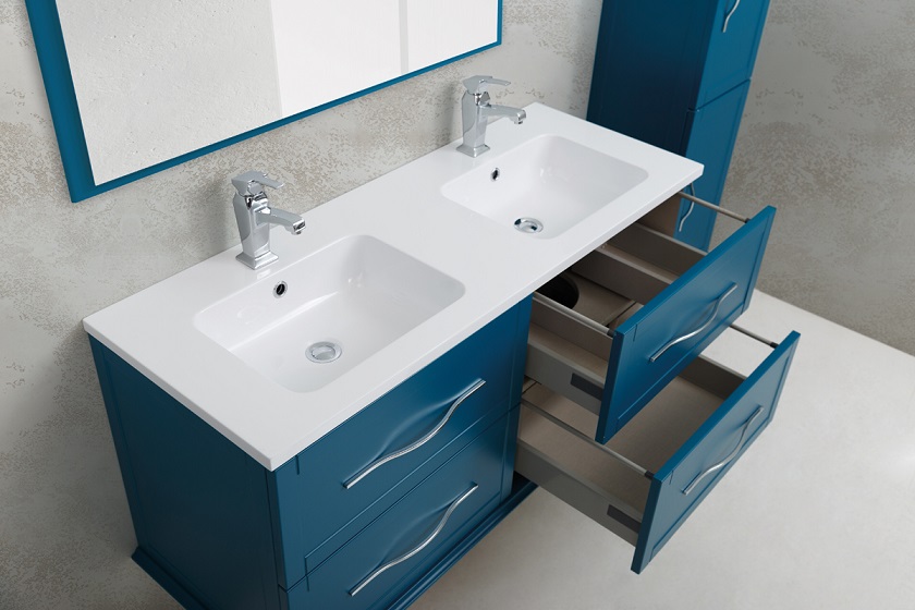 Приобрести cezares тумба подвесная с раковиной на две чаши tiffany 120 см blu petrolio, голубая 54956