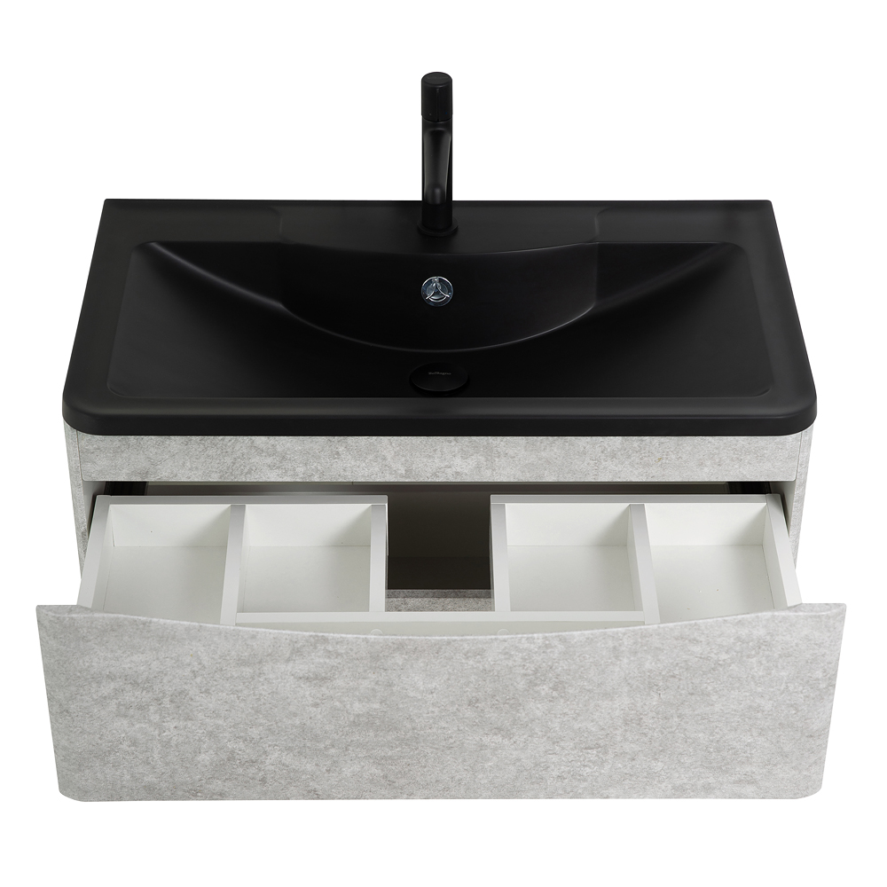 Приобрести belbagno тумба с раковиной acqua 100 см, подвесная cemento verona grigio, чёрная раковина