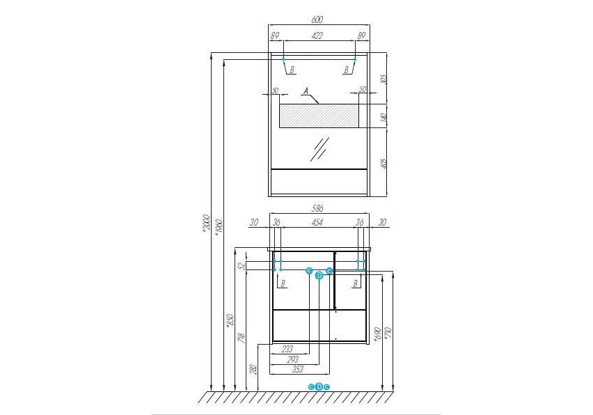 Приобрести зеркало-шкаф акватон ривьера 60 см 1a238902rvx20