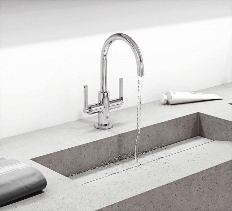 Приобрести kludi смеситель для раковины nova fonte puristic c донным клапаном, высокий 300мм, хром 201180515