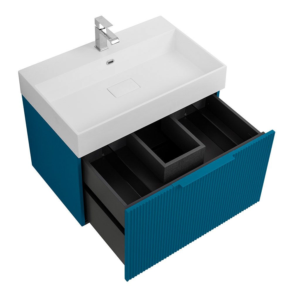 Приобрести cezares тумба подвесная с раковиной premium 70 см plisse blu petrolio, голубая 55438