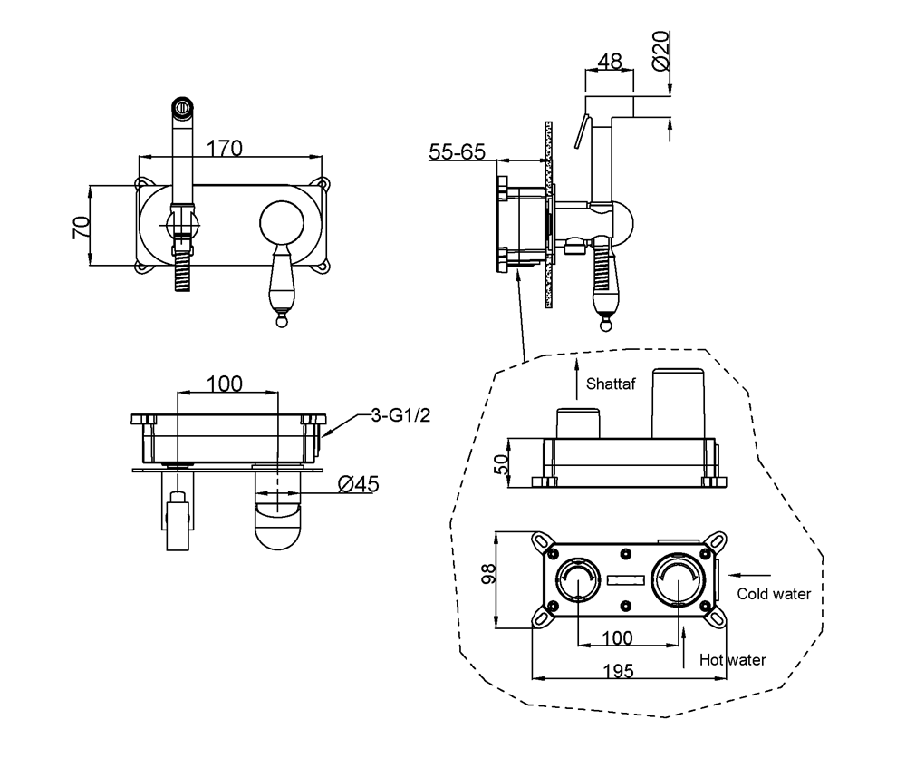 Приобрести boheme смеситель с гигиеническим душем imperiale, золото\белый 425