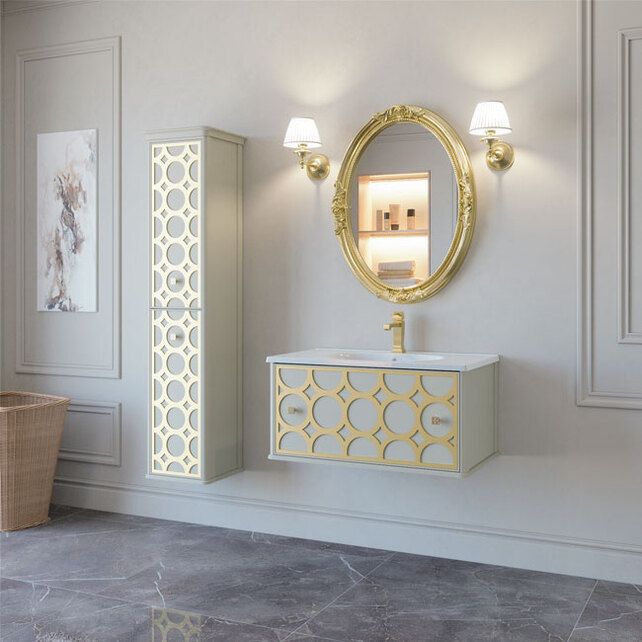 Приобрести caprigo тумба с раковиной caprice 80 см, белая/золото, эмаль 25012 2