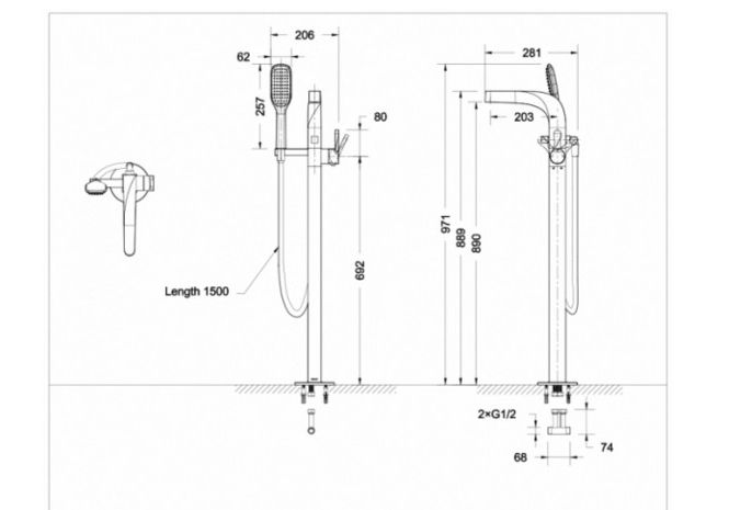 Приобрести смеситель для ванны bravat wave-f674108c-b
