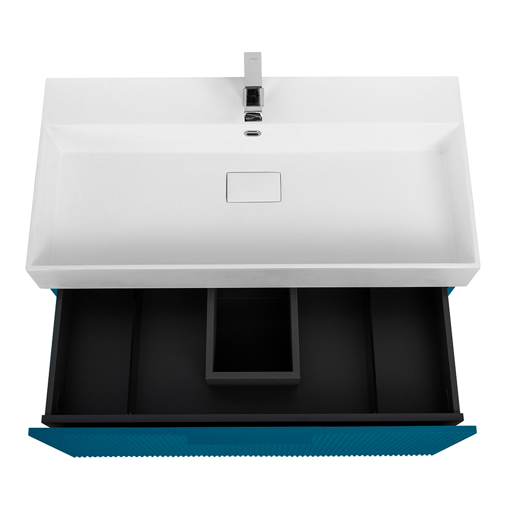 Приобрести cezares тумба подвесная с раковиной premium 90 см plisse blu petrolio, голубая 55443