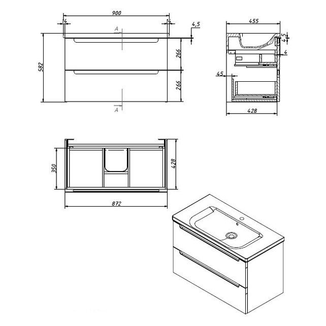 Приобрести caprigo тумба с раковиной termin-albero 90 см, альберо, шпон