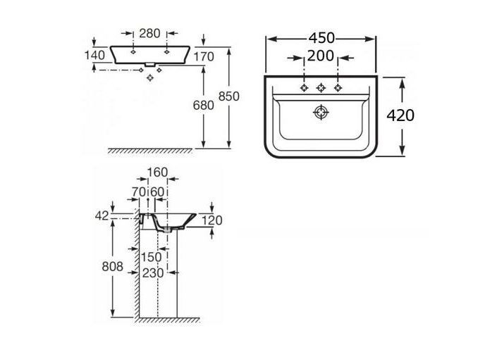 Приобрести раковина подвесная roca gap 45 см 7.3274.7.700.0