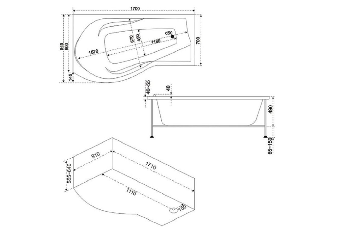 Приобрести bas акриловая ванна капри r 170*80