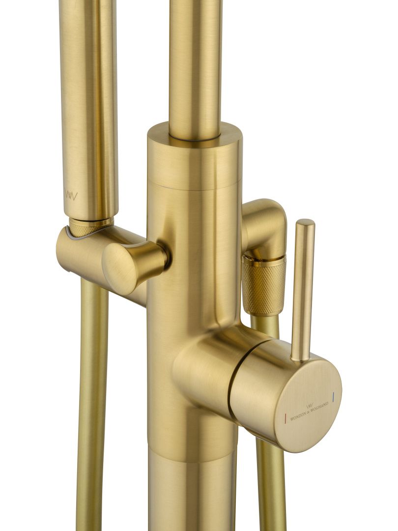 Приобрести смесители напольные для ванн и раковин wonzon & woghand stick, брашированное золото (ww-88649017-bg)
