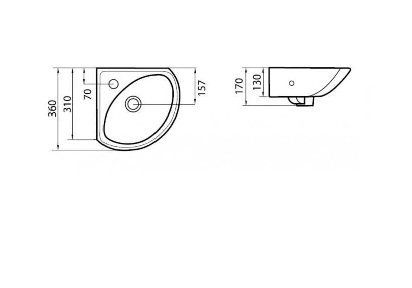 Приобрести раковина угловая sanita веер 36 см