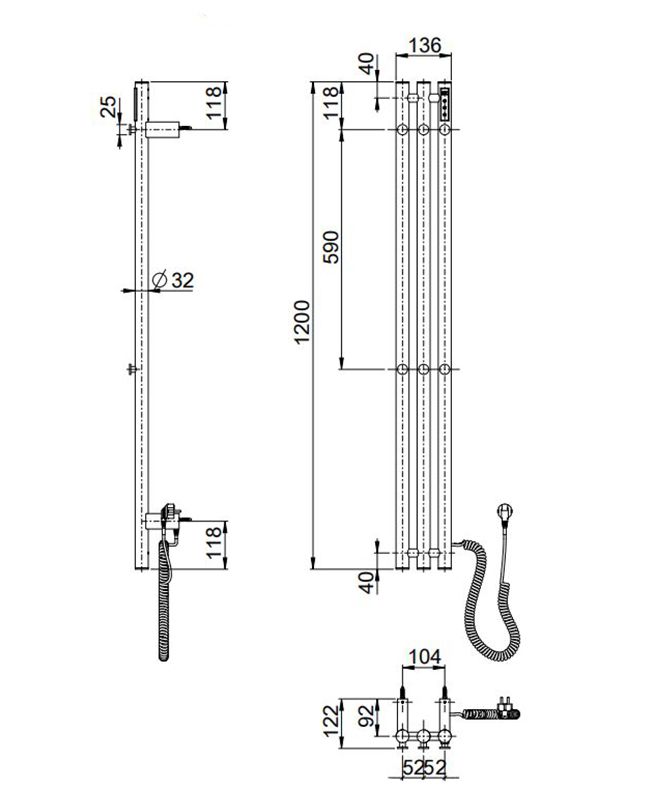 Приобрести полотенцесушитель электрический wonzon & woghand kassel, черный матовый (ww-al72312-mb)