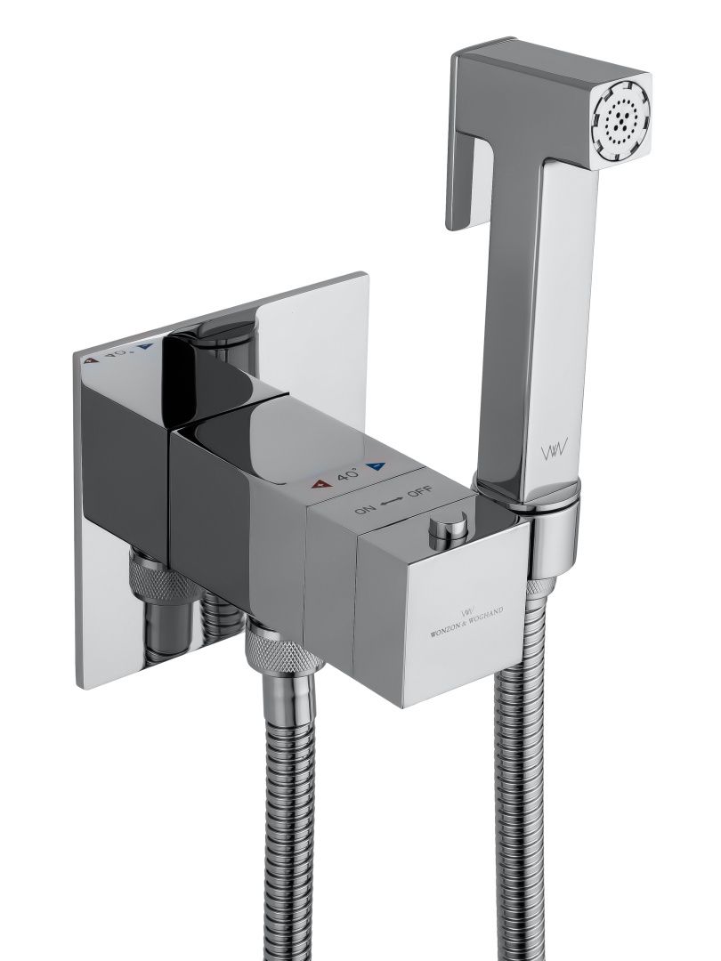 Приобрести смеситель с гигиеническим душем и термостатом встраиваемый wonzon & woghand, хром (ww-88829910-cr)