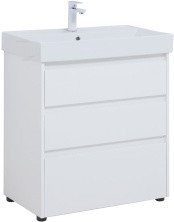 Aquanet Тумба с раковиной Nova Lite 75 см, белая глянец (3 ящика)