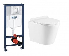 Инсталляция Grohe Rapid SL 3 в 1 с подвесным унитазом Azario Vento c сиденьем микролифт 38772001+AZ-2001