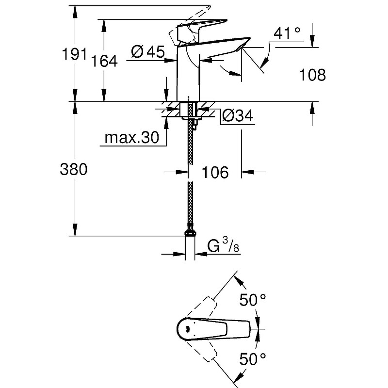 Приобрести смеситель для раковины grohe bauedge, хром 23904001