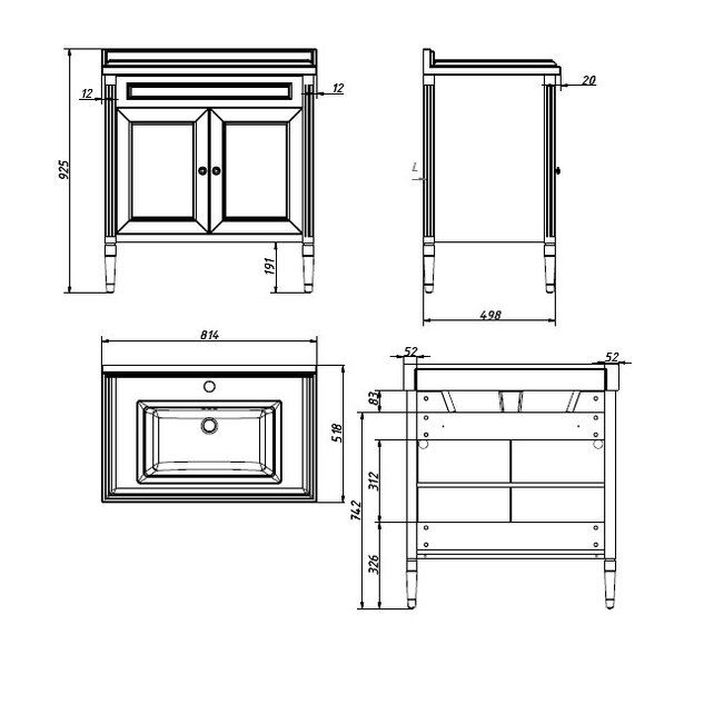 Приобрести caprigo тумба с раковиной albion promo 80 см, белая 33312uv 2