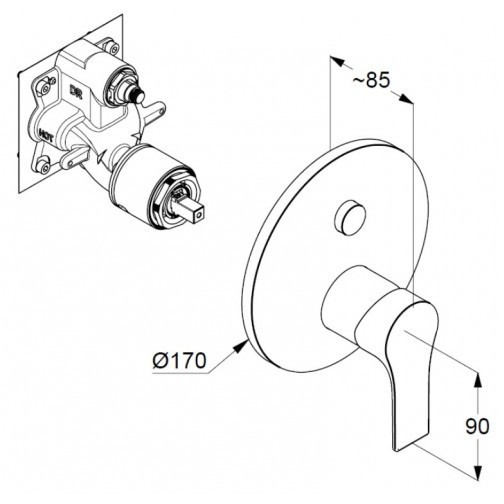 Приобрести kludi zenta sl встраиваемый смеситель для ванны и душа; автом. переключатель душ/ванна push&switch