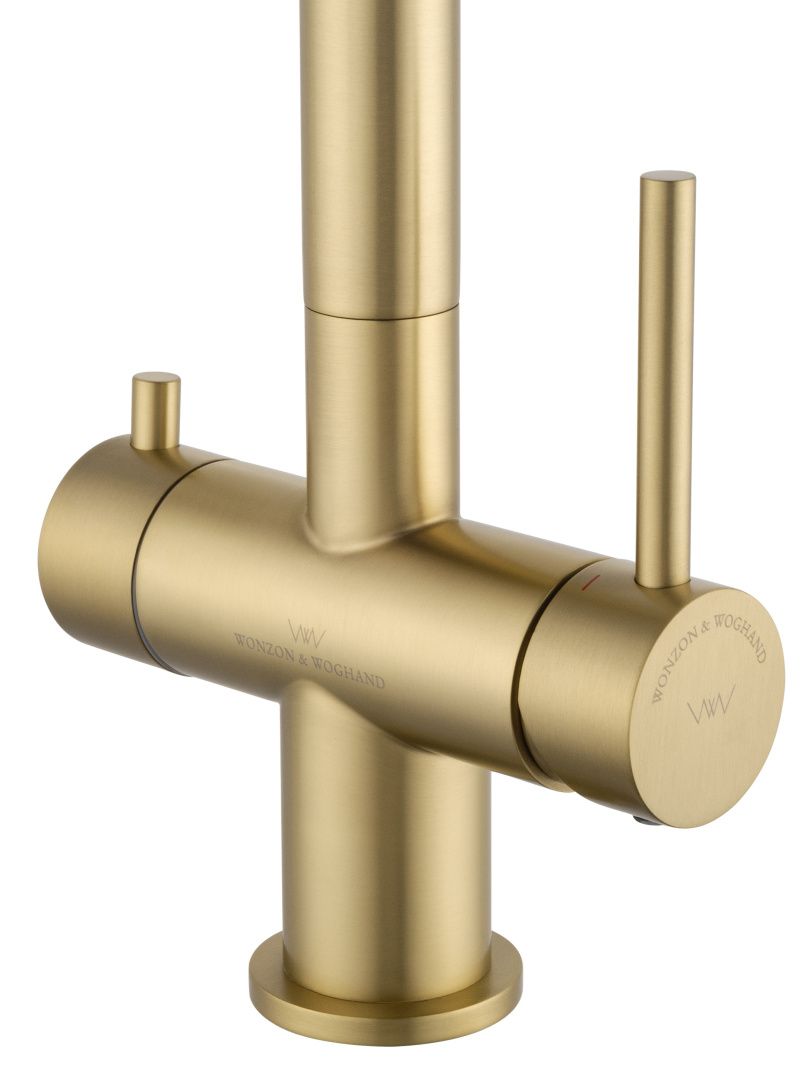 Приобрести смеситель для кухни c подключением фильтра wonzon & woghand, брашированное золото (ww-3211-bg)