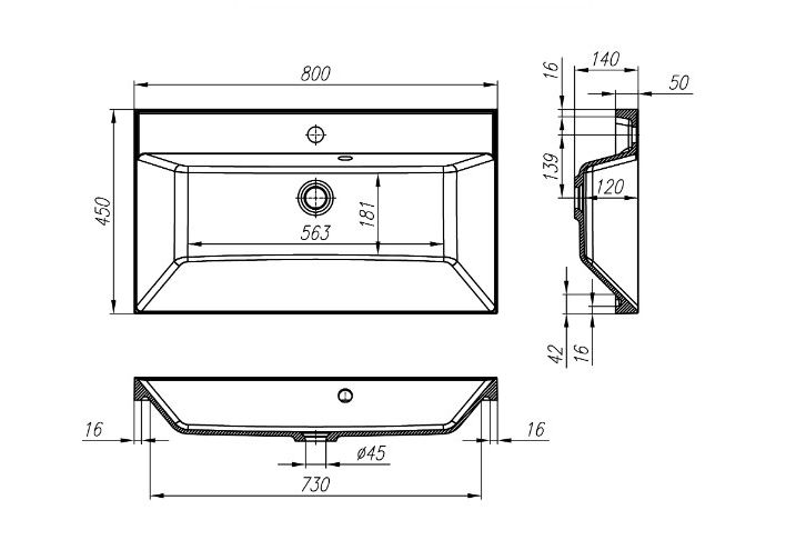 Приобрести тумба подвесная с раковиной belbagno aurora-800-2c-so-pp 80 см, pino pasadena
