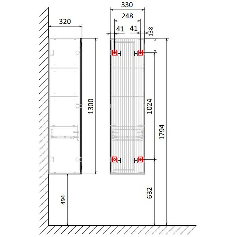Приобрести jorno пенал подвесной strong 33 см, антрацит