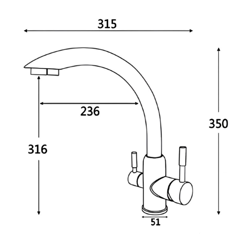 Приобрести смеситель для кухни vieir kitchen 350 мм, с подключением к фильтру, сатин v15024