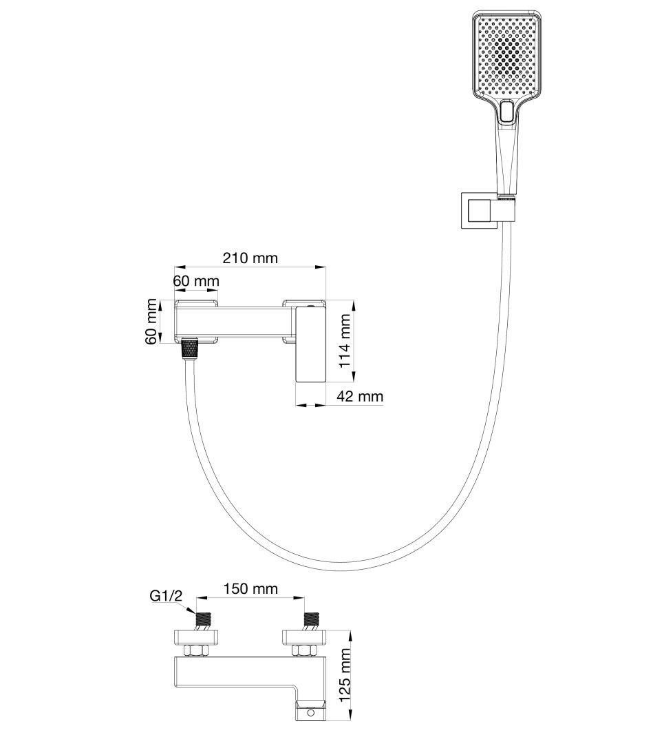Приобрести смеситель для душа wonzon & woghand cube 2.0, черный матовый (ww-88048068-mb)