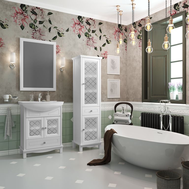 Приобрести opadiris тумба напольная с раковиной омега 65 см, белая матовая