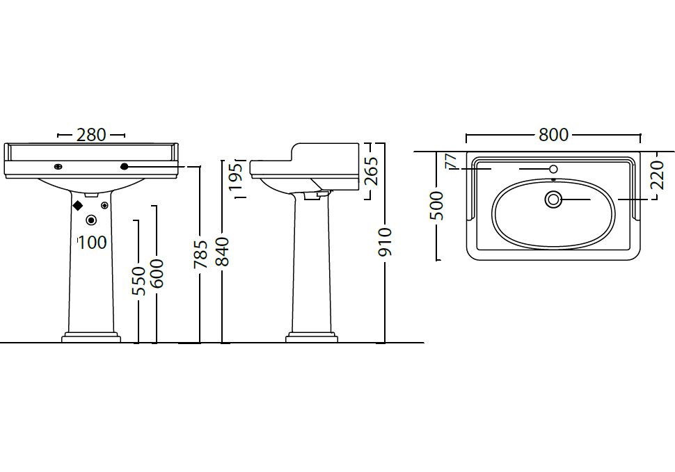 Приобрести раковина c пьедесталом kerama marazzi pompei 80 см