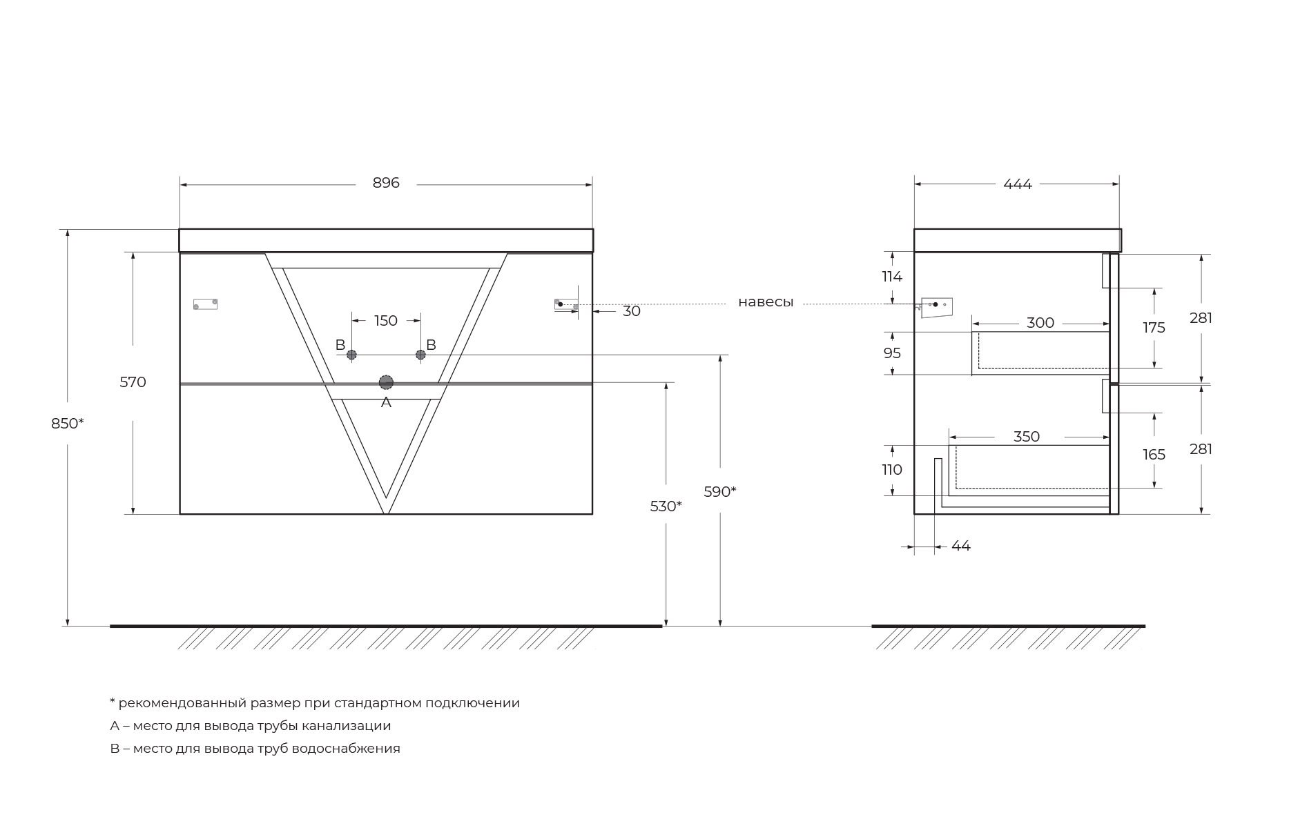 Приобрести belbagno тумба с раковиной vittoria 90 см, подвесная bianco opaco, чёрная раковина