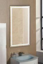 Continent Зеркало с подсветкой Verte 80х120 см, бесконтактный включатель, часы, белое