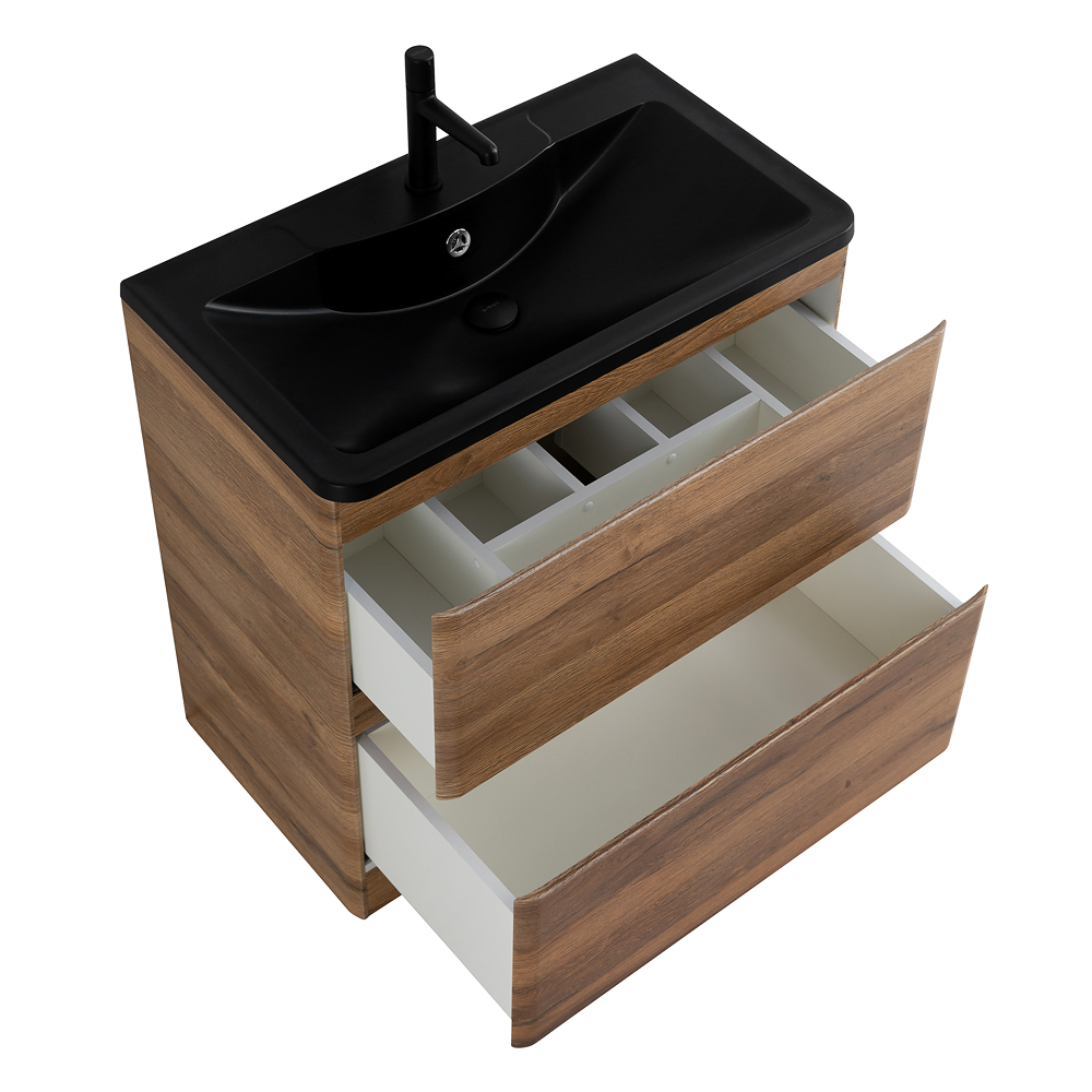 Приобрести belbagno тумба с раковиной albano 80 см, напольная rovere rustico, чёрная раковина