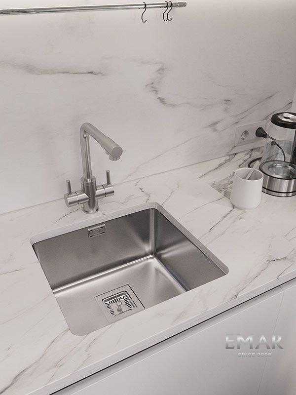 Приобрести oulin кухонная мойка 44х42 см, сатин oulin ol-0363