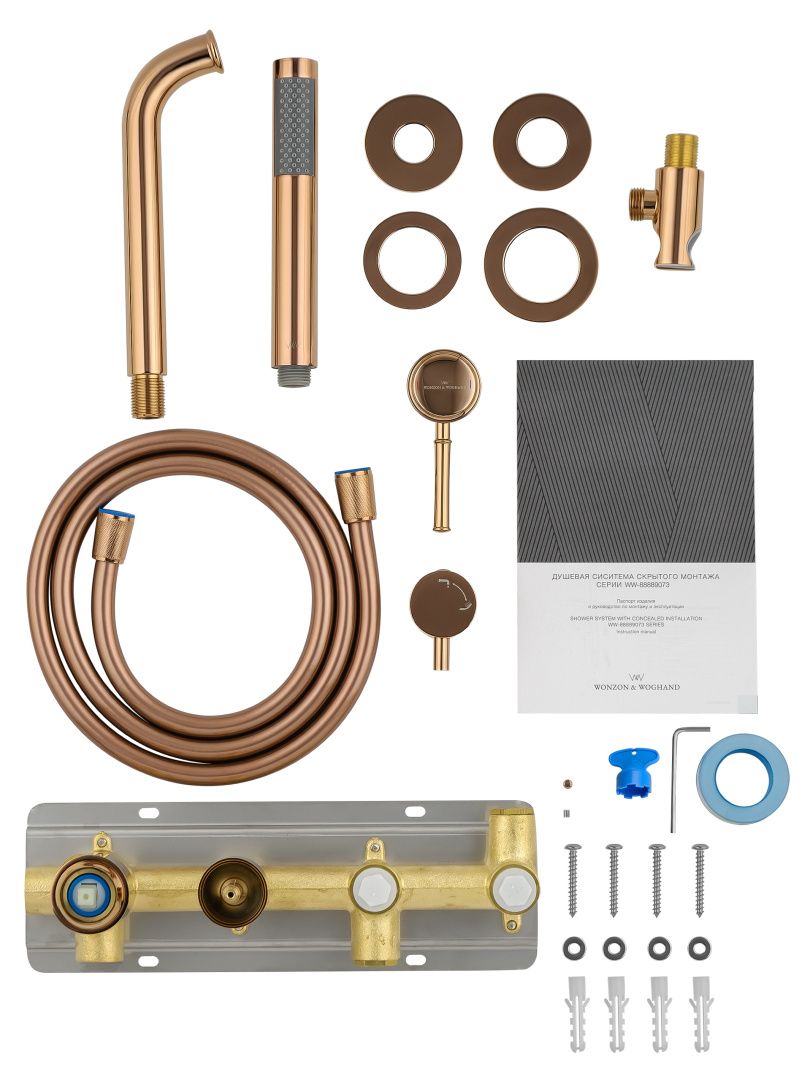 Приобрести смеситель для ванны встраиваемый wonzon & woghand tor, розовое золото (ww-88889073-rg)